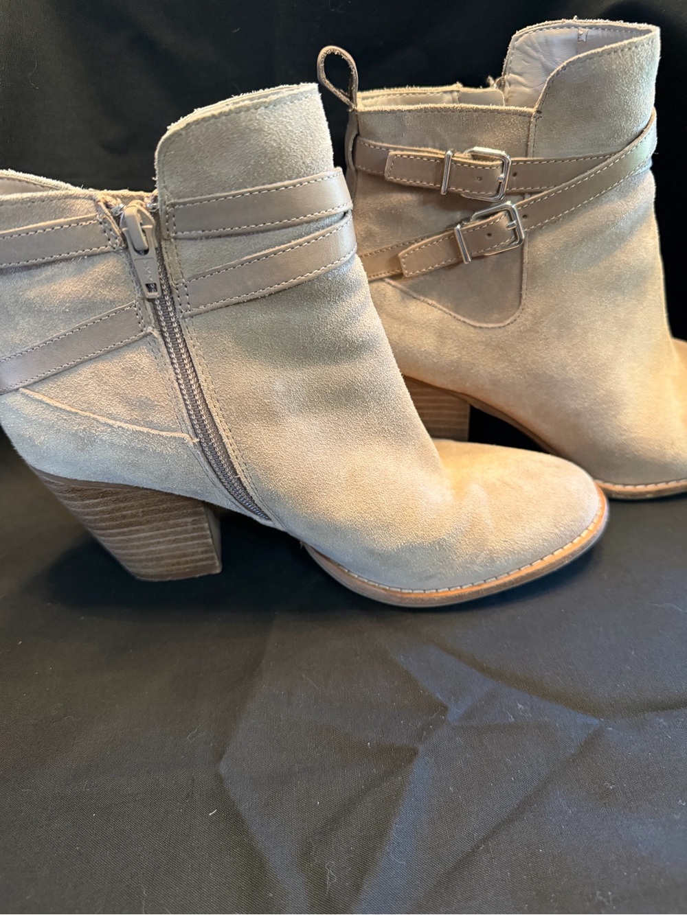 Alex Marie Taupe Suede Ankle Boots with Strap Detail - Picture 3 of 4